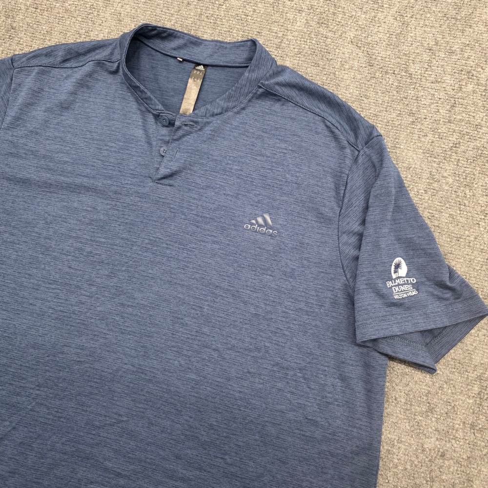 Adidas Mock Neck Mens XL Blue Palmetto Dunes Hilton Head Golf Polo Shirt